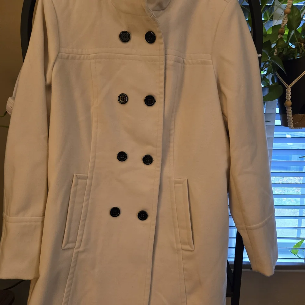 Womens Cream Pea Coat Ashley Stewart Coat Size 14/16 Casual Dress Classic Soft - Picture 10 of 13
